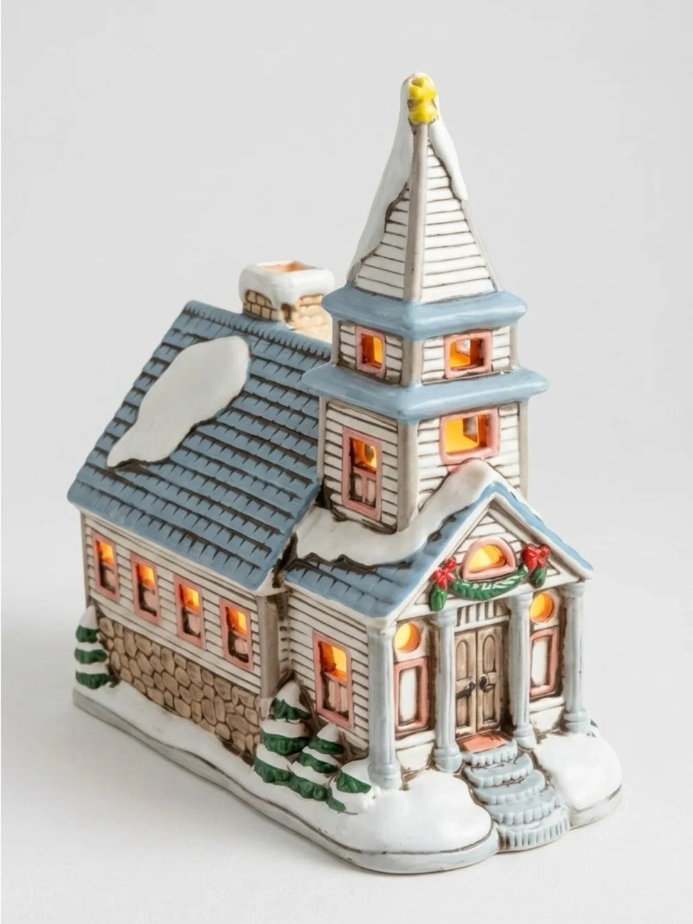 Vintage 1987 Lefton China Byron Wood Lighted Ceramic Christmas Village Church